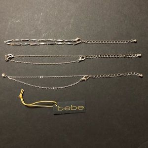 Triple Row Anklet Set in Silver